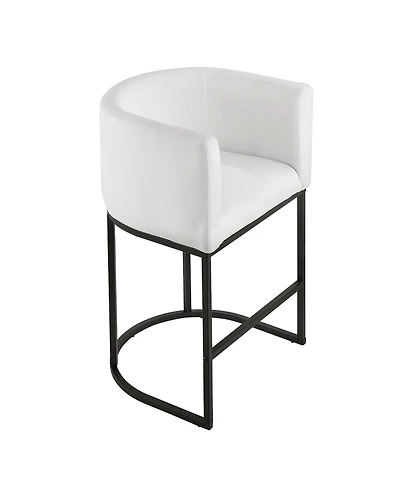 Gouun 25 in Counter Height Fabric Bar Stool Set of 3 with Backrest, Arm, Metal Frame, and Footrest