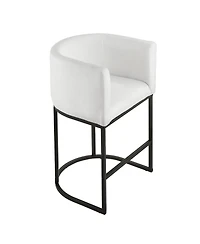 Gouun 25 in Counter Height Fabric Bar Stool Set of 3 with Backrest, Arm, Metal Frame, and Footrest