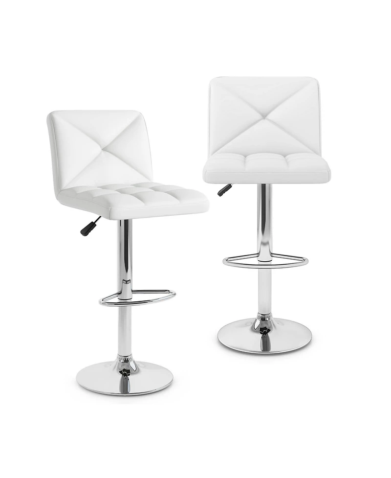 Gouun Adjustable Height Upholstered Swivel Bar Stool Set of 2 with Back