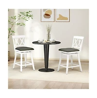 Gouun 24 in Swivel Counter Height Bar Stool Set of 2 with Linen Cushion and Curved Backrest