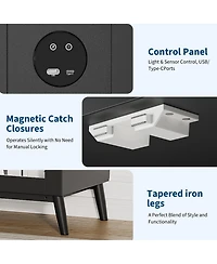 gaomon Glass Display Cabinet with Rgb Led Lights – 4-Tier Curio Storage Case, Glass Doors, Motion Sensor, Usb Charging