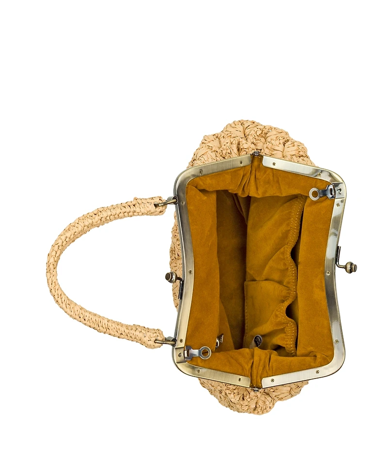Patricia Nash Laureana Scalloped Raffia Small Frame Satchel Bag