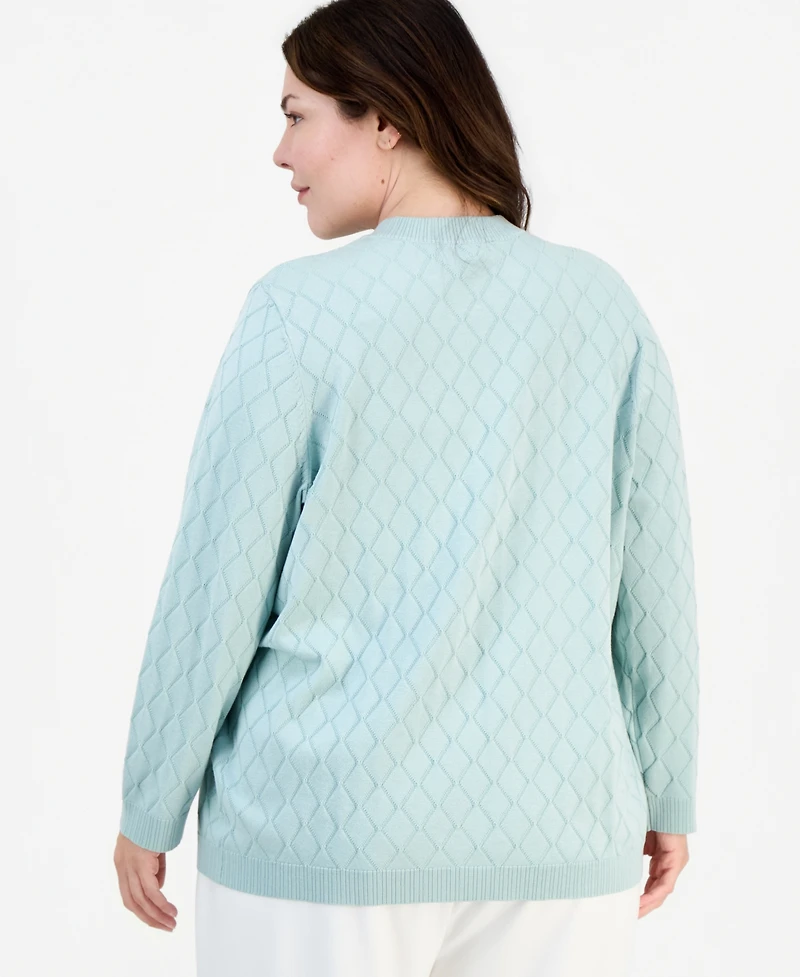 Kasper Plus Diamond Stitch Cardigan