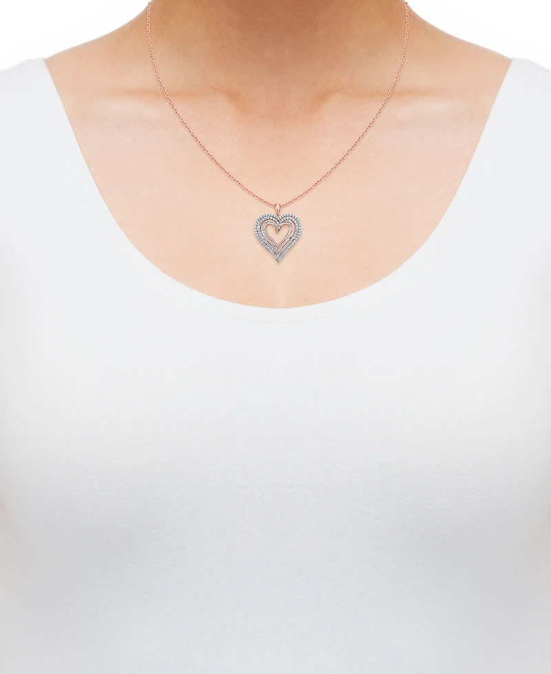 Diamond Heart 18" Pendant Necklace (1 ct. t.w.) in 10k Rose Gold