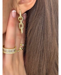 Suzy Levian Sterling Silver Cubic Zirconia Chain Link Drop Earrings