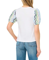 CeCe Women's Puff Short-Sleeve Crewneck Cotton T-Shirt