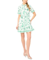 CeCe Women's Collared Short-Sleeve Mini Shirt Dress