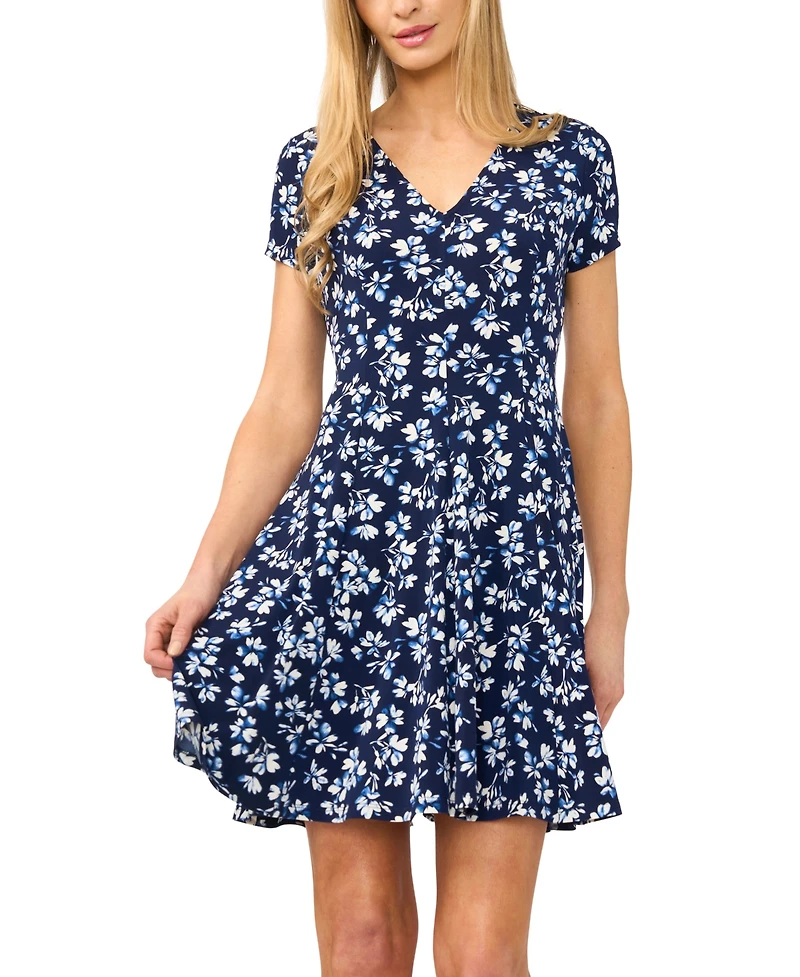 CeCe Women's Short-Sleeve V-Neck Knitted Dress