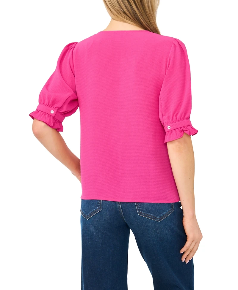 CeCe Women's Elbow-Sleeve V-Neck Blouse