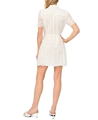 CeCe Women's Short-Sleeve Collared Belted Dress