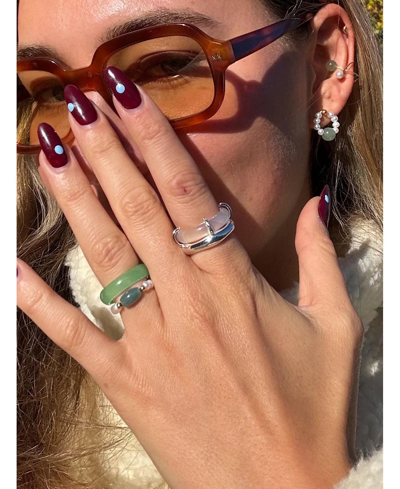 seree Cove& White Jade Stone Sculpted Ring