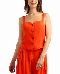 Bcx Women's Gauze Square Neck Top