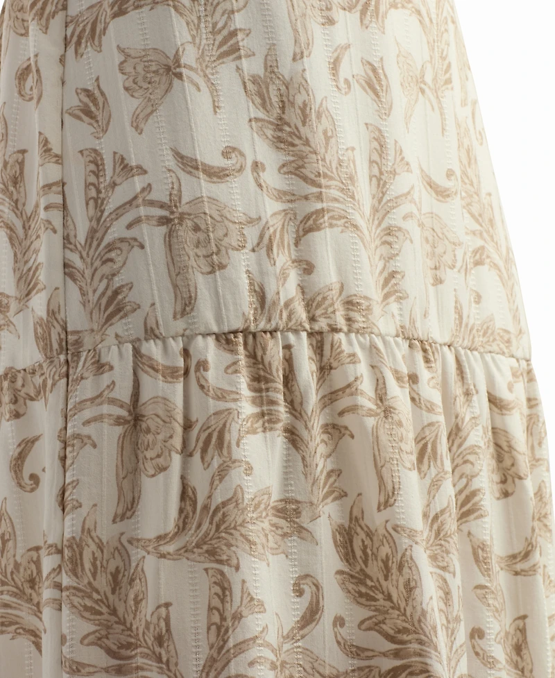 Bcx Women's Printed Heavy Dobby Tiered Skirt