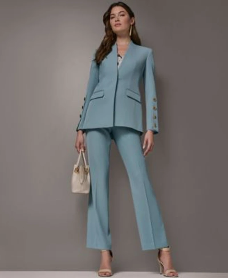 Donna Karan New York Petite Collarless Blazer Straight Leg Pants