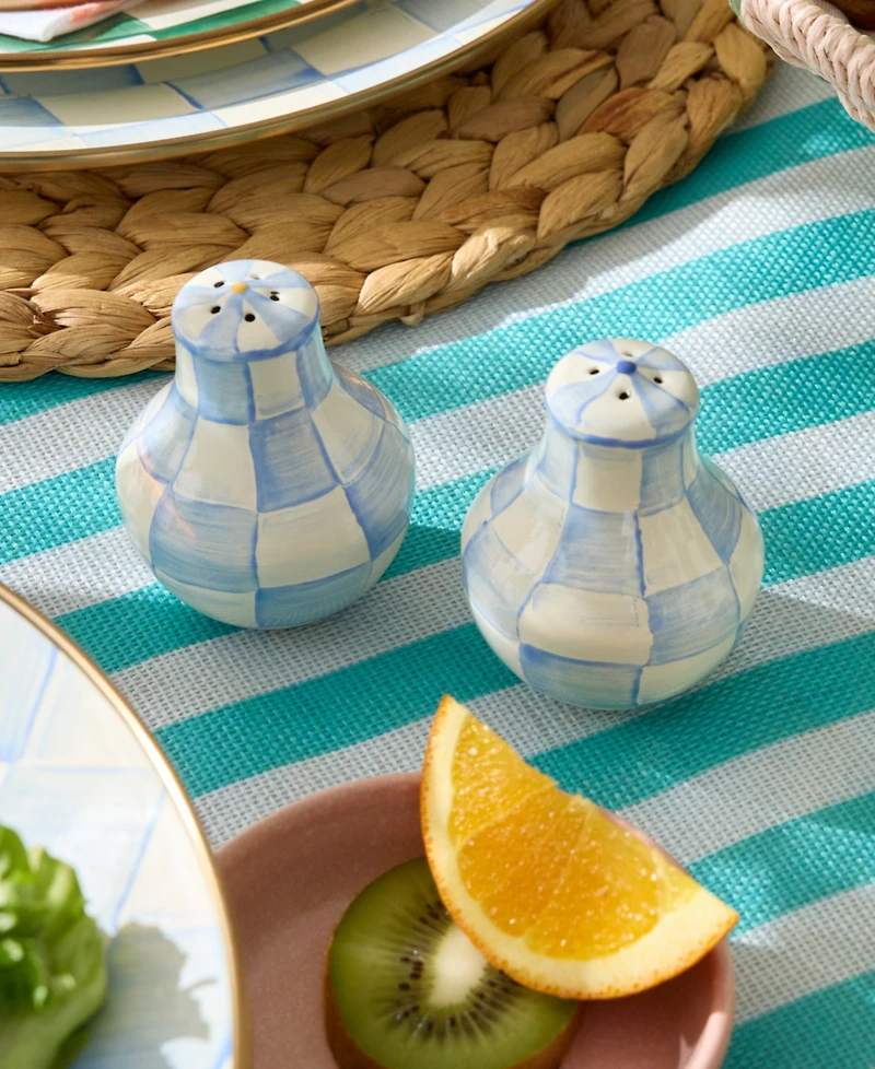 MacKenzie-Childs Sky Blue Check Salt & Pepper Shakers, 2-Pc. Set