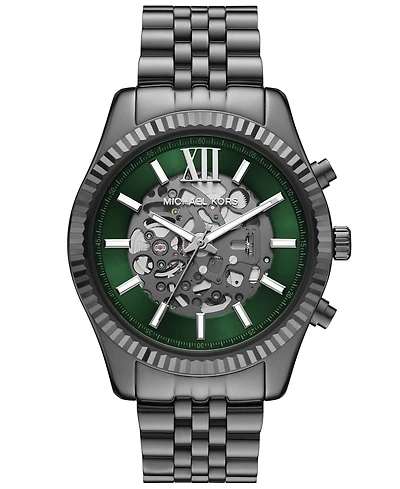 Michael Kors Men's Lexington Automatic Three-Hand Gunmetal Stainless Steel Watch 45mm