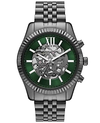 Michael Kors Men's Lexington Automatic Three-Hand Gunmetal Stainless Steel Watch 45mm