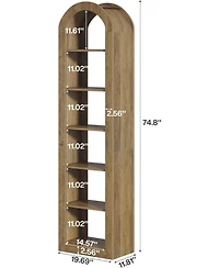 Tribesigns 6-Tier Narrow Bookshelf, 74.8" Tall Arched for Small Space, Home Office(2 Pcs)