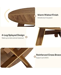 Tribesigns Round Coffee Table, 39" Mid Century Modern Circle Coffee Tables with Reinforced Cross Brace