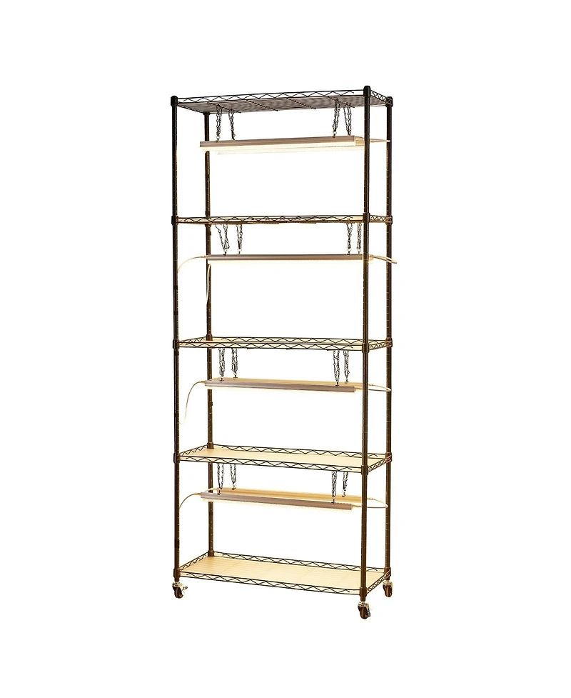 Sugift 5-Tier Indoor Plant Shelf with Grow Light 71 in Tall with Led Full Spectrum Lights