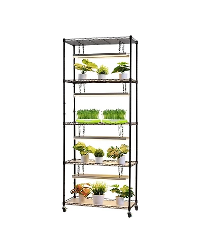 Sugift 5-Tier Indoor Plant Shelf with Grow Light 71 in Tall with Led Full Spectrum Lights