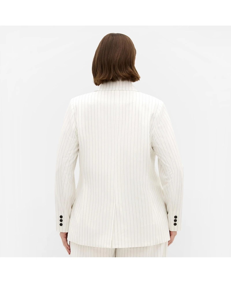 City Chic Women's Pinstripe Double Breasted Blazer