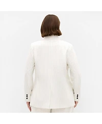 City Chic Women's Pinstripe Double Breasted Blazer