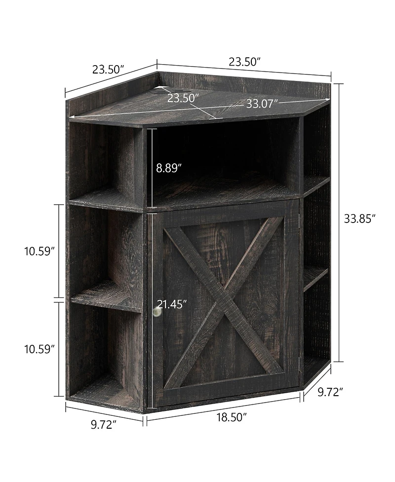 Yigii Industrial Corner Storage Shelf with Charging Station 6-Cubby Wooden Organizer for Small Spaces