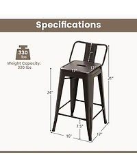 Gouun 24 in Metal Counter Height Stackable Chair Set of 4 with Removable Back and Footrest