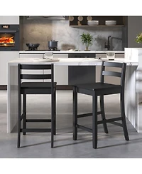 Gouun 24 in Wooden Counter Height Bar Stool Set of 2 with Ergonomic Backrest and Footrest