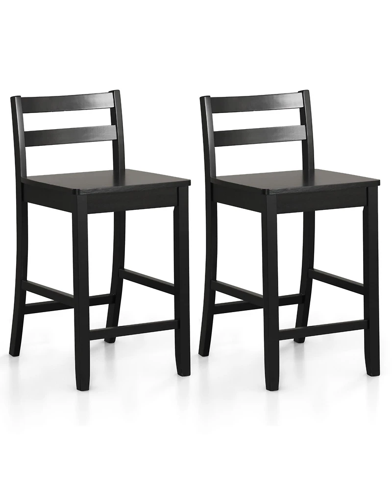 Gouun 24 in Wooden Counter Height Bar Stool Set of 2 with Ergonomic Backrest and Footrest