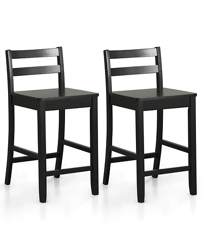 Gouun 24 in Wooden Counter Height Bar Stool Set of 2 with Ergonomic Backrest and Footrest