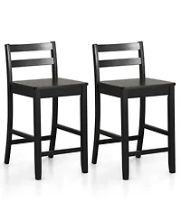 Gouun 24 in Wooden Counter Height Bar Stool Set of 2 with Ergonomic Backrest and Footrest