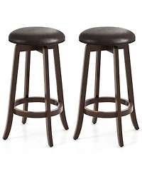 Gouun 29 in Upholstered Pu Leather Bar Stool Set of 2 with 360-Degree Swivel Round Seat