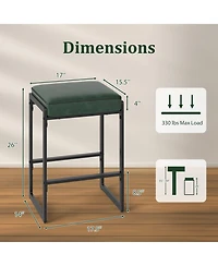Gouun 26 in Counter Height Faux Leather Backless Bar Stool Set of 2 with Padded Saddle Seat