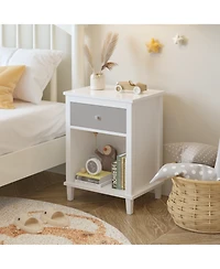 sumyeg Wooden Nightstand with One Drawer and Shelf
