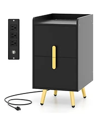 sumyeg Nightstand Side Tables with 2 Drawers and 2 Usb Ports