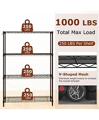 Sugift 4-Tier Metal Storage Shelving Unit with V-Shaped Wire Rack and 1000 Lbs Capacity