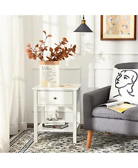 sumyeg Nightstand End Table with Drawer and Shelf