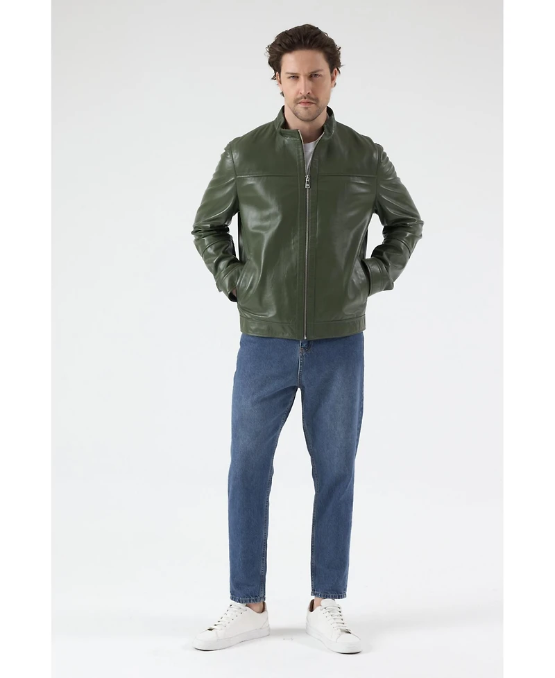 Furniq Uk Men's Leather Racer Jacket