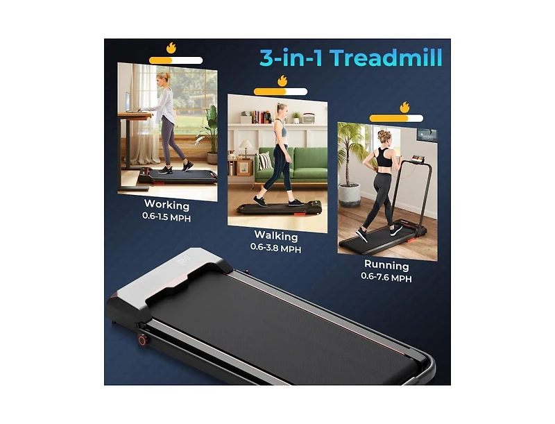 Hongge 3-in-1 Folding Treadmill with Remote Control and Led Display
