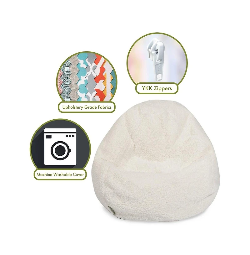 Majestic Home Goods Large Bean Bag Solid All Sherpa
