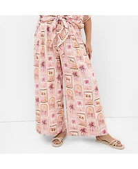 City Chic Women's Postcard Soiree Print Wide Leg Pant