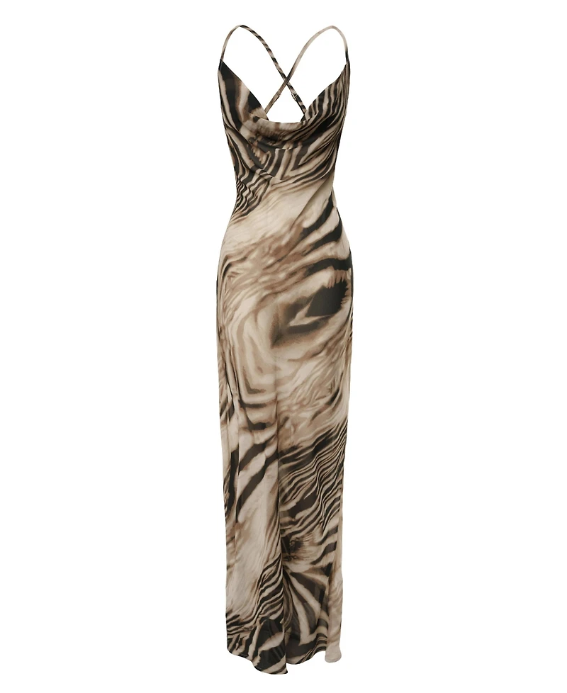 Jluxlabel Women's Zebra Print Infinite Journey Maxi Dress