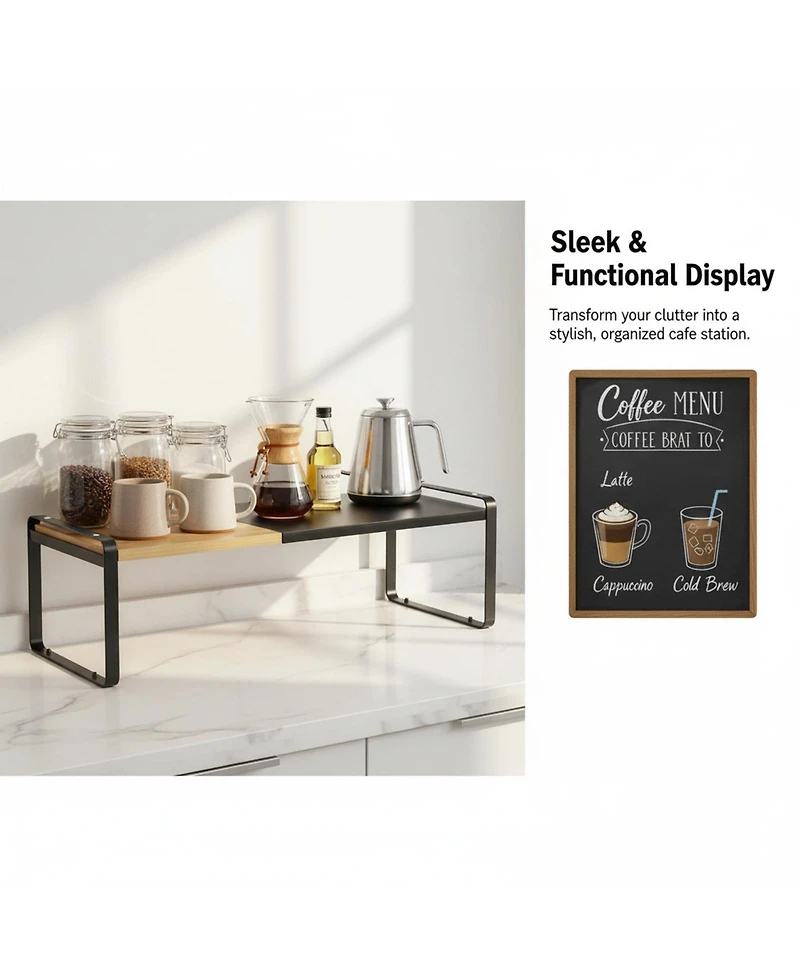 Yigii Expandable Stackable Cabinet Shelf Organizer Anti-slip Kitchen Pantry Closet Shoe Storage Adjustable