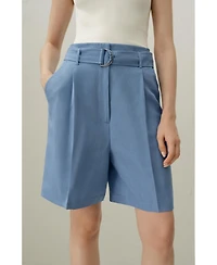 Lilysilk Women's Silk Linen Belted Shorts