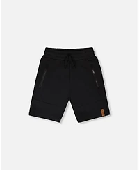 Deux par Deux Little Boys French Terry Shorts with Cross Seams
