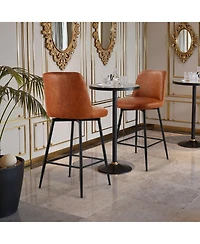 Gouun 27 in Swivel Counter Height Pu Leather Bar Stool Set of 2 with Backrest and Metal Legs