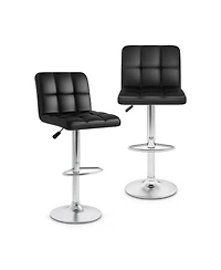 Gouun Adjustable Height Swivel Bar Stool Set of 2 with Pu Leather Seat and Heavy-Duty Metal Base