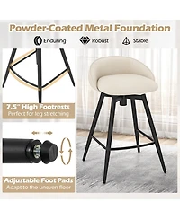 Gouun 25 in Upholstered Counter Height Bar Stool Set of 2 withFootrest and Backrest